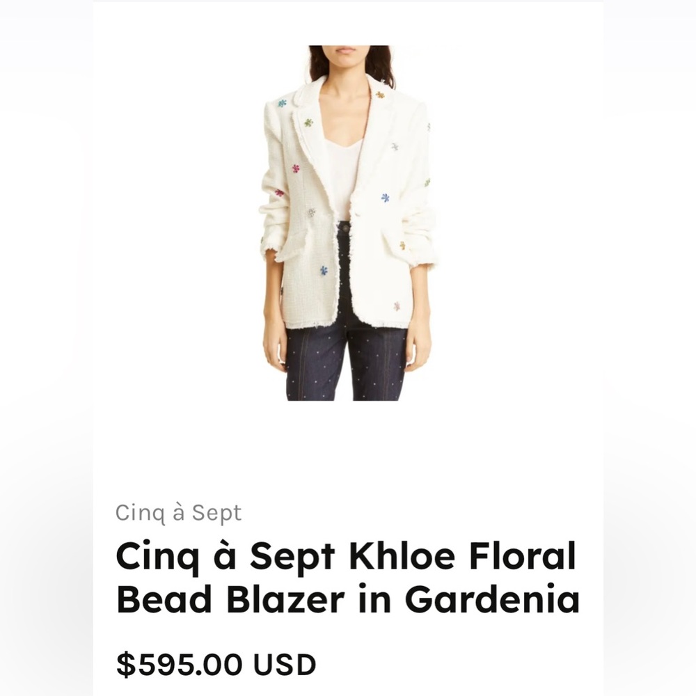 Cinq à Sept Khloe Floral Bead Blazer in Gardenia
